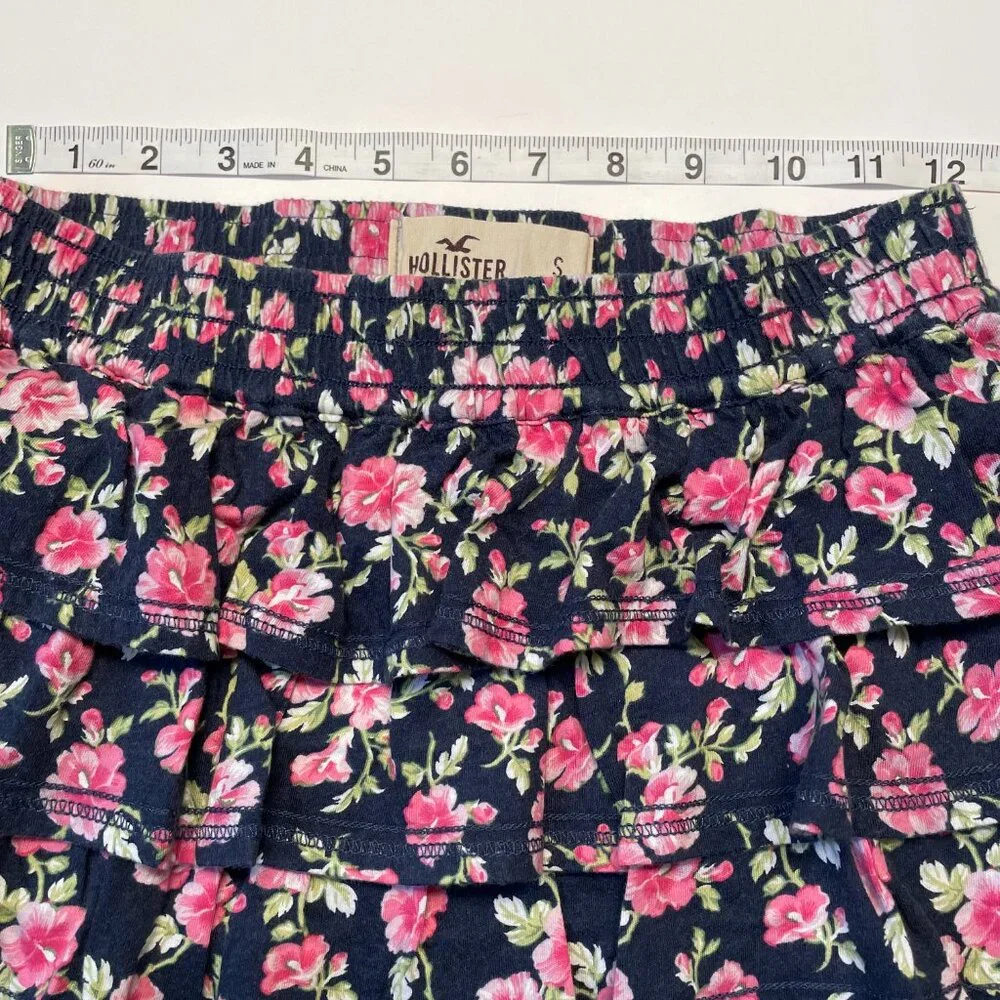 Hollister Blue Pink Floral Tiered Mini Skirt - Y2K Coquette Size Small - Picture 6 of 7